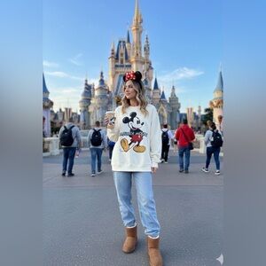 Mickey Mouse Colored Pencil Sketch Fleece Sweater White size med